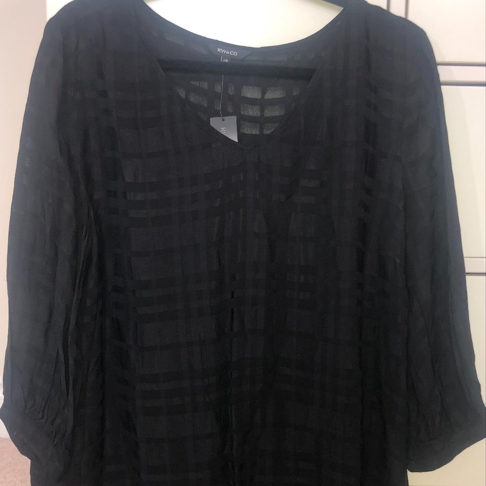 Black Plaid RW&CO Blouse
